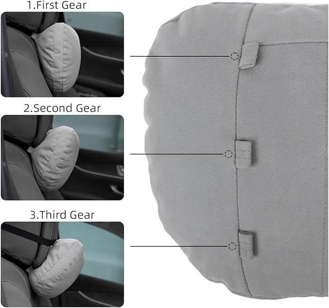2 Pcs Car Headrest Neck Pillow for Driving,Universal Premium Suede Leather Soft and Comfortable Headrest,Three Gears of Height Adjustment Car Seat Headrest Pillow Car Interior Accessories