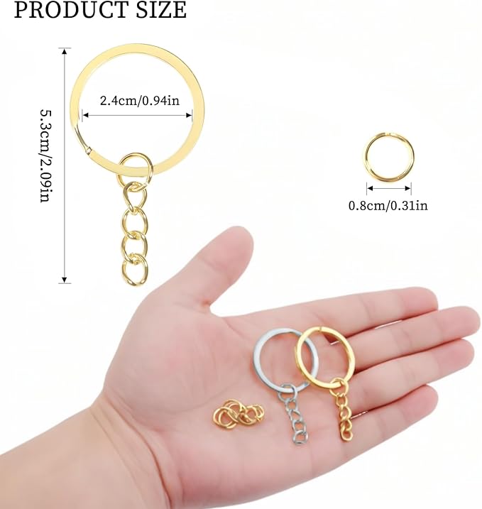 50Pcs Keychain Key Ring with Chain Bulk Split Key Chain,1.1 Inch Key Chains Parts with Open Jump Ring Connector for Jewelry Making Crafts (Mixed Colors)