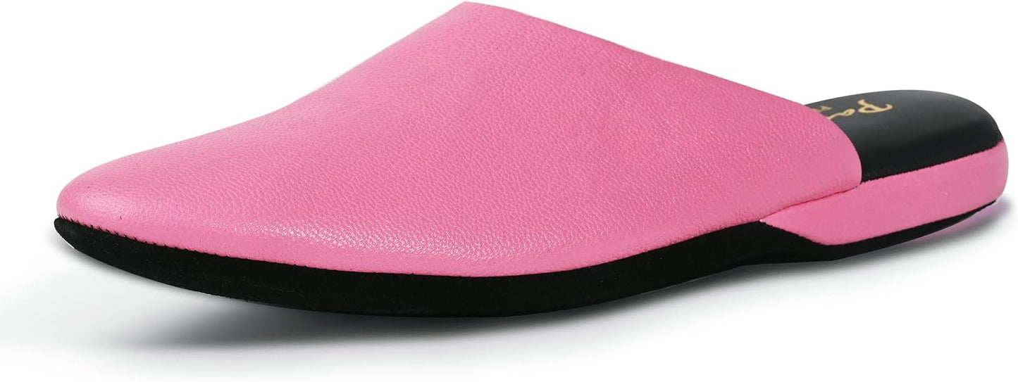 PAMIR Women's Hand-Turned Scuffs, Genuine Leather Indoor House Slippers with Memory Foam