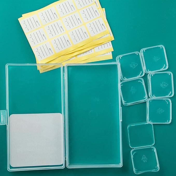 (120 Count) SD Card Labels Flash Drive Labels Stickers with 6 Free SD Card Cases & Container Multi-use Writable & Removable Stick-On Camera Memory Card Labels