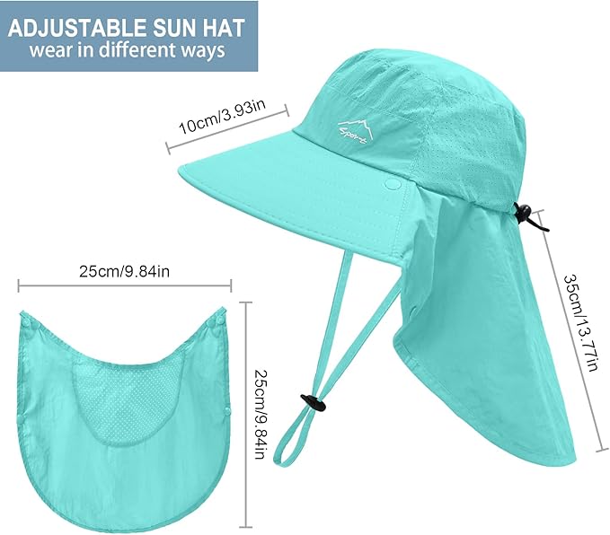 Sun Hat for Men Women with Neck Flap,UPF 50+ UV Protective Hiking Fishing Hats,Wide Brim Sun Hat for Women&Men