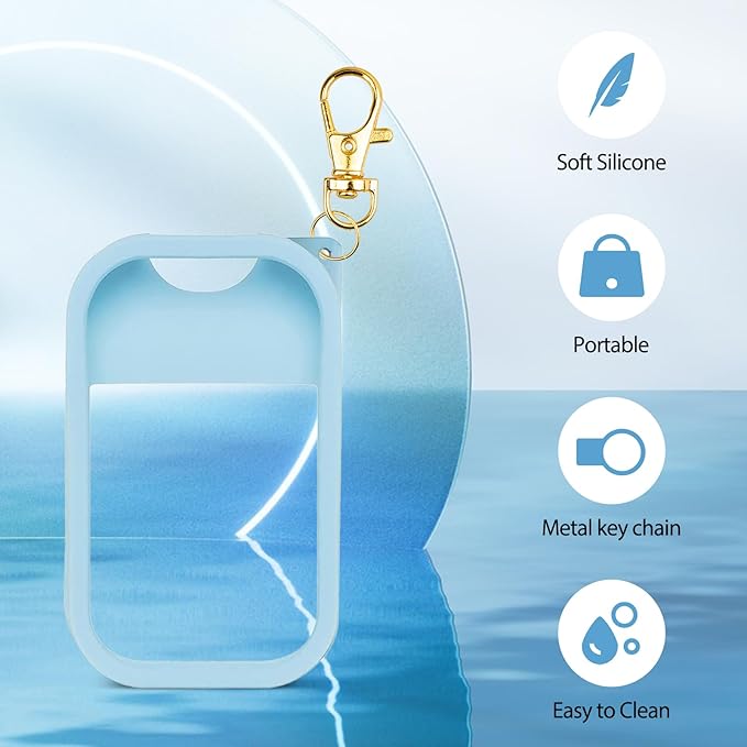 TERPINK Silicone Case Compatible with Touchland Hand Sanitizer Spray, Protective Case with Keychain for Power Mist and Glow Mist 1 fl oz, Hand Sanitizer Spray Accessory (Blue, 1 Pack)
