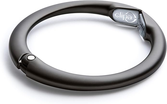 Clipa Bag Hanger - The Ring that Opens Into a Hook, Closes Automatically | Hangs Almost Anywhere in Just 1/2" of Space | Holds 33 lbs | 9 Styles | 3 yr Warranty