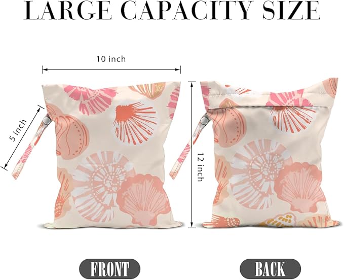 2 Pcs Ocean Life Wet Bags, Ocean Wet Dry Bag Reusable Zipper Pouch for Swimsuit, Diapers, Pool, Beach, Travel, Dirty Yoga Gym Clothes, Toiletries, Waterproof Birthday Beach Gifts