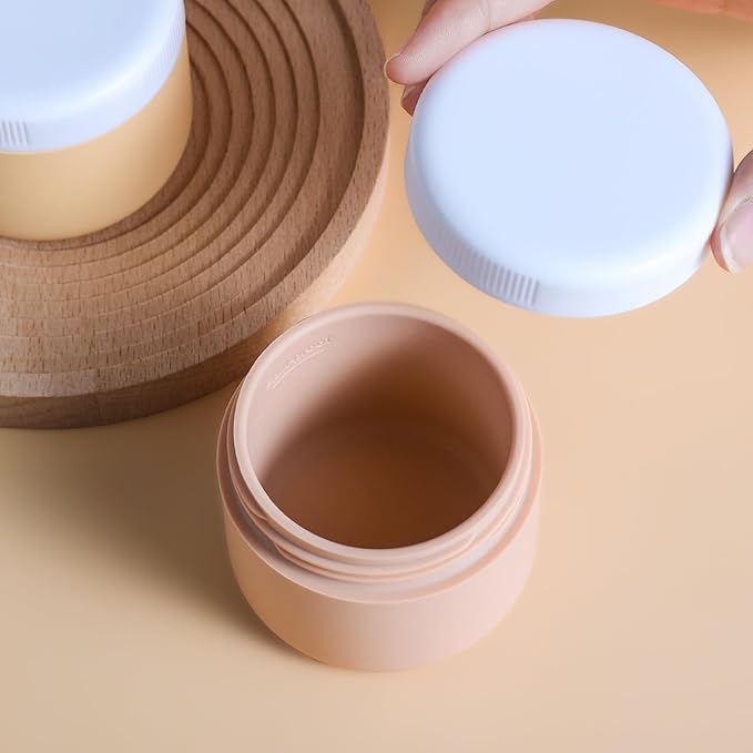kuangre Travel Containers for Toiletries, Silicone Cream Jars BPA-Free, Leak-proof 1.35oz Travel Size Containers, Portable Size Silicone Jars with Lid for Cosmetic Face Hand Body Cream (4 Pack)