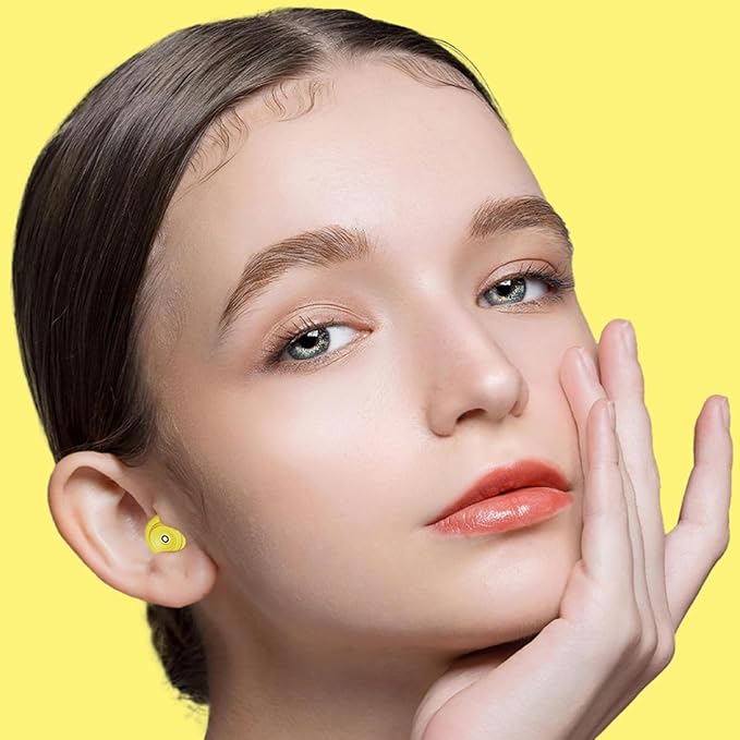 Ear Plugs for Sleeping Earplugs for Concerts Noise Cancelling Reusable Soft Silicone Noise Reduction Earbuds for Travel, Focus, Work 33-45dB Hearing Protection with 9 Ear Tips & Case (Yellow)