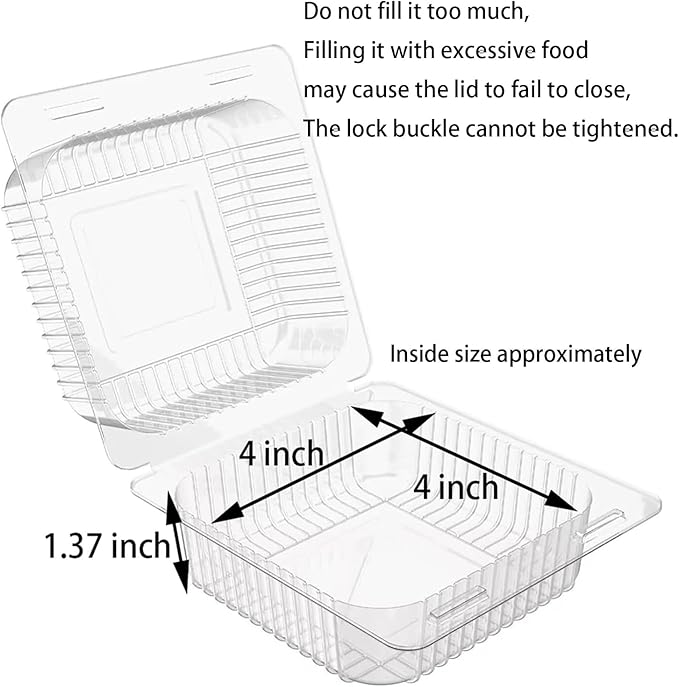 Axe Sickle 50 Count Clear Plastic Hinged Take Out Containers Clamshell Takeout Tray Food Clamshell Containers Outside Diameter for Dessert, Snacksetc, Cakes Slice, Cookies, Salads