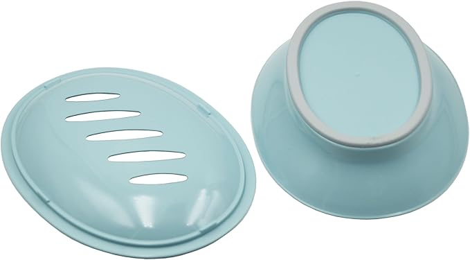 2 Pack Plastic Soap Dish with Drain,Sponge Holder,for Shower,Bathroom,Kitchen (Blue)