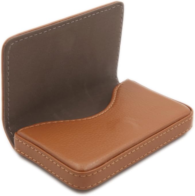 RFID Blocking Wallet - Minimalist Leather Business Credit Card Holder with Magnetic, Light Coffee, Small