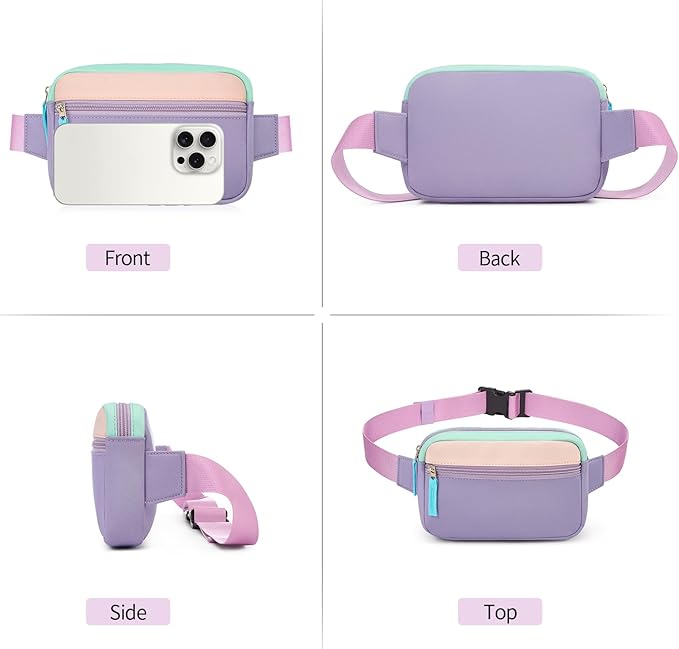 Fanny Pack Birthday Graduation Gifts for 7 8 9 10 11 12 13 Year Old Teen Girls Her Kids, Preppy Cute Trendy Stuff Colorblock Crossbody Bag Adjustable Belt Bags for Travel Essentials