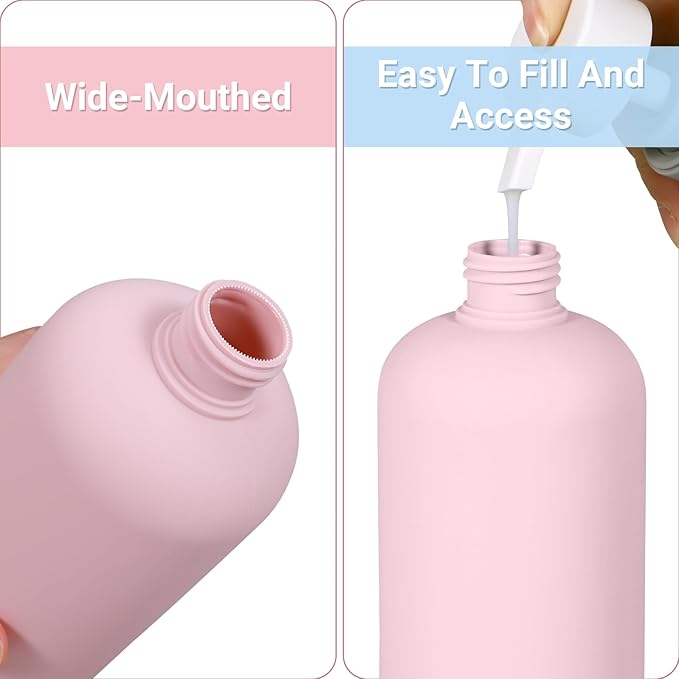 ASEVAT Plastic Leak Proof Travel Bottles for Toiletries, TSA Approved Travel Size Containers, Squeeze Bottles Refillable for Shampoo, Lotion & Body Wash (Blue+Pink+Green, 10 oz)