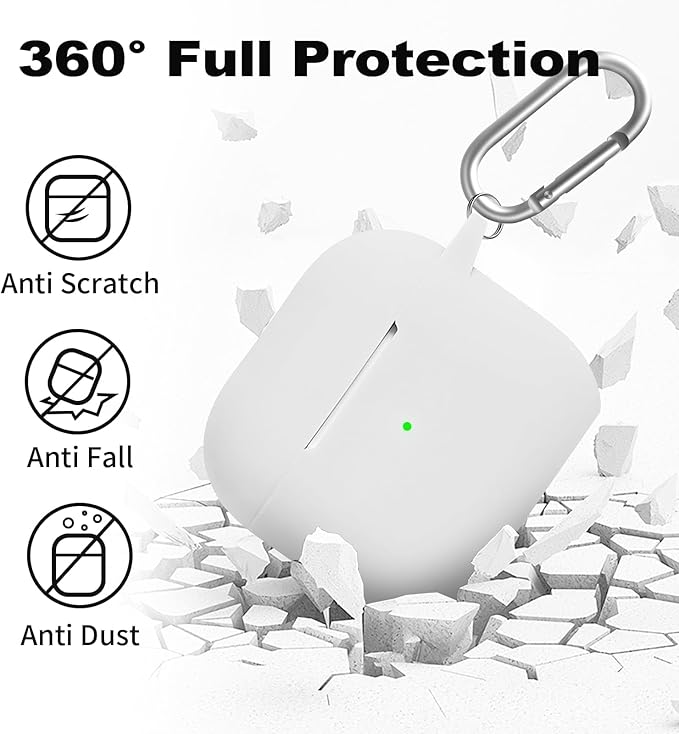 for Airpods 4th Case Cover, Come with Cleaner Kit,Soft Skin Silicone Case Cover with Keychain, Full Protective Case for Men and Women, Compatible with AirPods 4th Generation Case,White