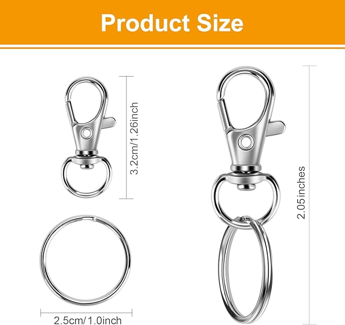 60PCS Keychain Making Kit, Including 30PCS Keychains Clips Hooks and 30PCS Key Chain Rings, Lobster Claw Clasps with Keychains Rings Accessories for Jewelry Making