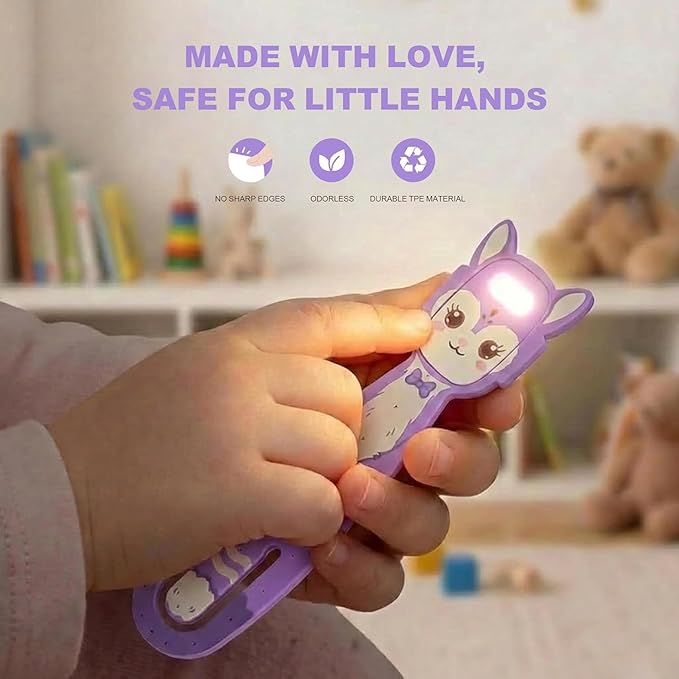 Rechargeable Kids Book Light, Cute Bookmark Reading Light for Kids, Dimmable Portable LED Book Light for Reading in Bed, Eye-Caring Bedtime Reading Lamp for Children & Travel, Purple