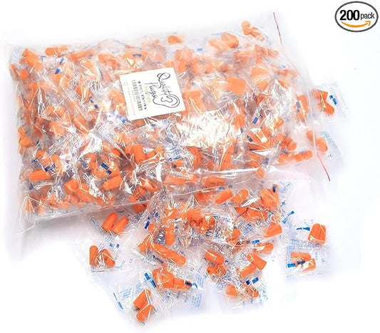 Quality Foam Earplugs 200 Pair - 32dB Noise Cancelling Soft High Decibel Ear Plugs for Noise Reduction Ear Protection Construction Loud Music Shooting Guns Work Safety Hearing Protection Ear Plugs