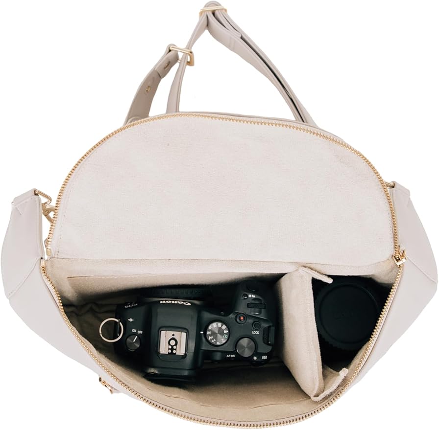 The Sidekick Camera Bag – Compact, Vegan Leather, Hands-Free Crossbody with Protective Suede Interior, Gray