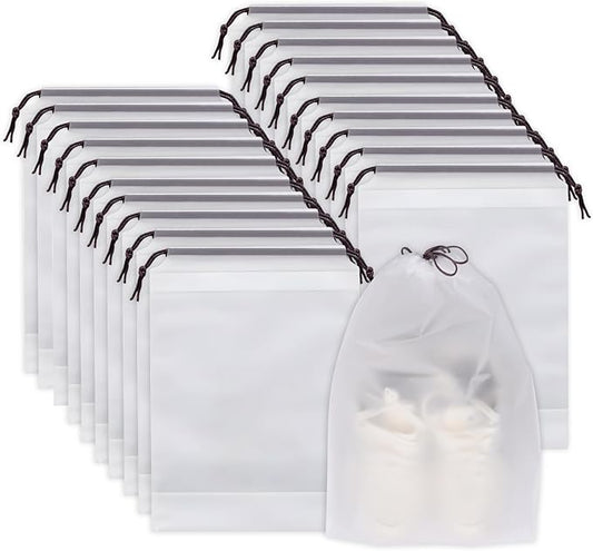 Shoe Bags for Travel, 15.7" x 11.8" Travel Shoe Bags for Packing, Large Waterproof Portable Travel Shoe Storage Bags Travel Essentials Women for and Men (20, White)
