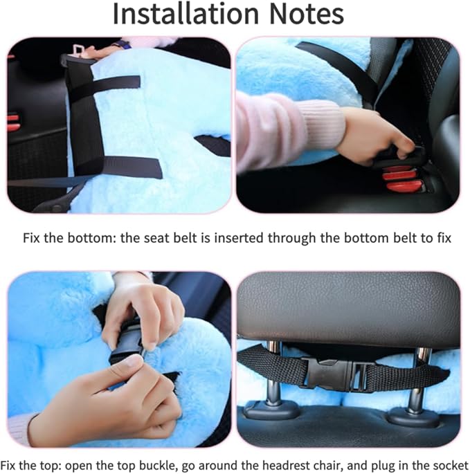 FHSGGP Travel Pillow Cushion for The Back Seat of Car Car Pillow for Kids A Sleeping Artifact Suitable for Long-Distance Travel of Adults and Children Travel Pillow for Kids Pink
