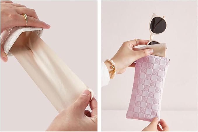 eyeglasses bag Soft Glasses bag, Portable Squeeze Top Sunglasses Case Travel for Women Girls