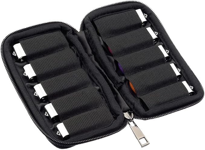JBOS 10 Slots Neoprene USB Flash Drive Case with 20 Identification Labels,Anti-Static Thumb Drive Organizer Bag, Slim Portable Memory Stick Storage Pouch for Travel, Office & Home, Black