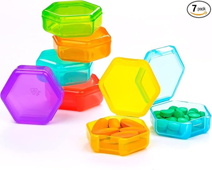 Small Pill Organizer, 7 Packs Travel Pill Box Portable 7 Day BPA Free Mini Pill Organizer for Pocket Purse Briefcase Travel Pills Medicine Cod Liver Oil Storage Box