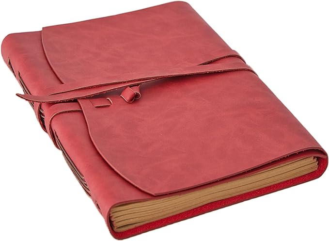 RILIHO Leather Journal for Women - Genuine Leather Journals for Writing 8x10 Inches Vintage Journal For Men and Women, Artist,Travel Journal,Red