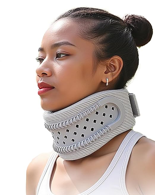Neck Brace for Neck Pain and Support, Neck Support for Pain Breathable Cervicorrect Brace Adjustable Soft Silicone Foam, Cervical Collar for Sleeping, Relieving Spinal Pressure (Grey)