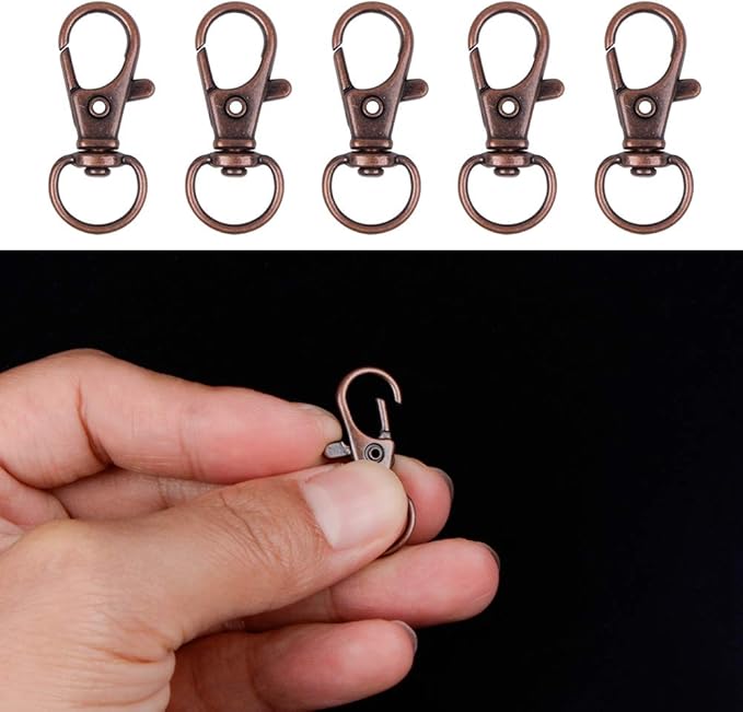 120PCS Premium Swivel Lanyard Snap Hook with Key Rings, Metal Keychain Hooks for Jewelry Making, Crafts (red Bronze)