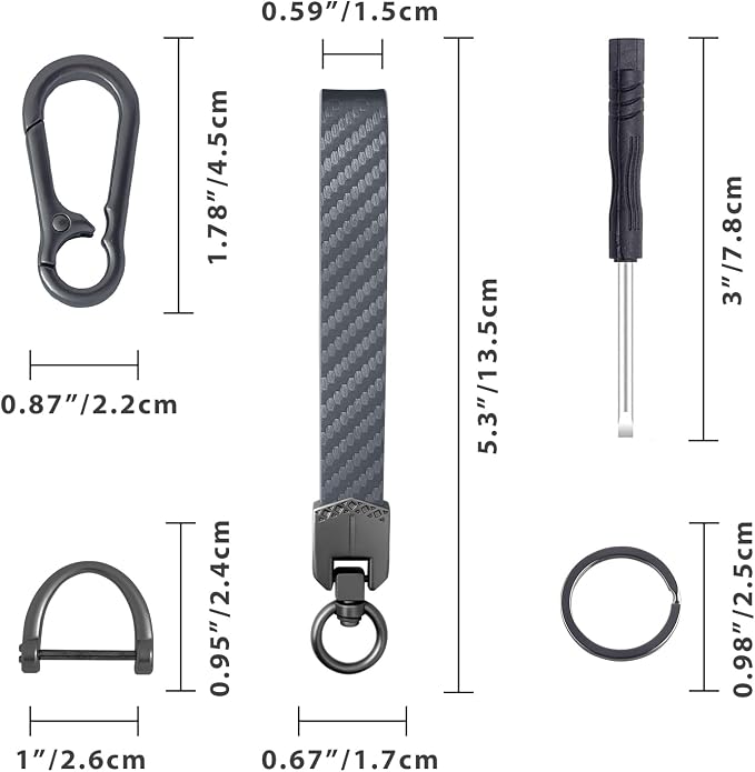 OHKYOOT Leather Car Keychain,Carabiner Clip Key Fob Keychain for Home Car Keys Women Men