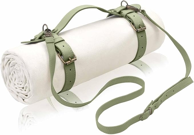 White Picnic Blanket & Beach Mat – Canvas, Machine Washable, Large 4’9” × 6’3”