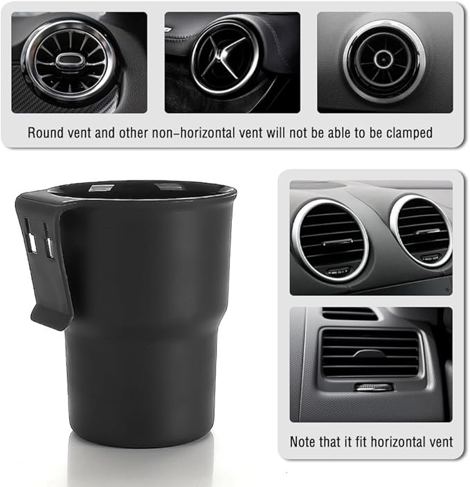 Hanging Cup Holder for Car Air Vents/Windows,Multi-Function Car Cup Holder Organizer/Car Trash Can,Universal Car Window Cup Holders with 2 Hooks Fits Most Cup Types (Black)