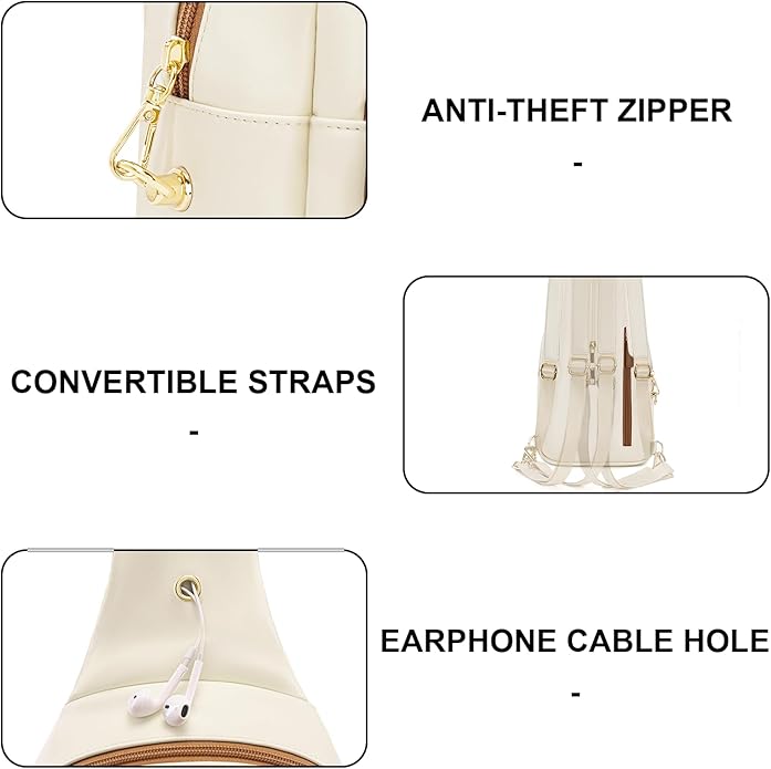 OSOCE Crossbody Bags for Women Sling Bag Anti Theft PU Leather Travel Chest Purse Small Adjustable Strap Fits Large Phone