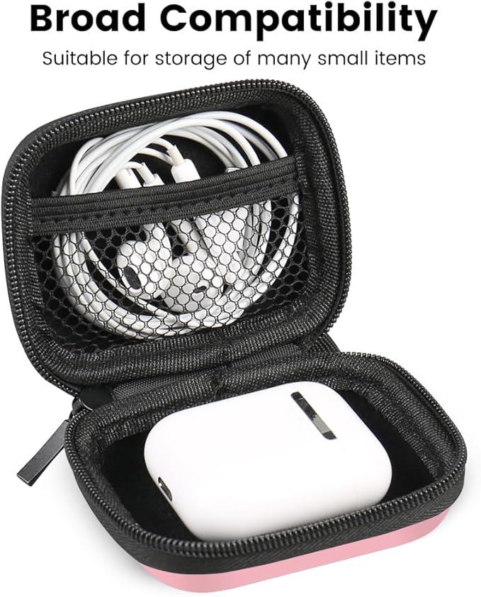 Earbud Case Holder, RISETECH Hard Earphone Travel Case Zipper Pouch Compatible with Wired Earbuds, TAGRY X08, Btootos A90 Pro, in Ear Monitor -Pink