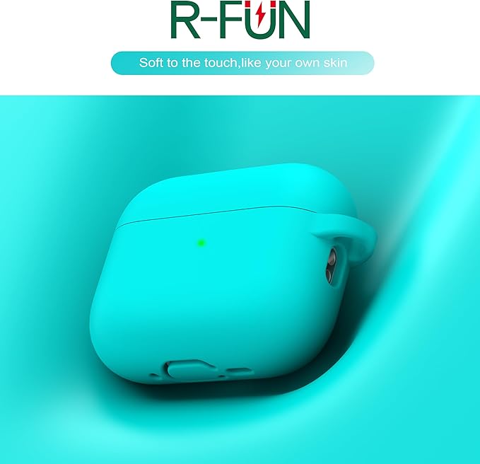 R-fun for AirPods Pro 3 Case (2025), Soft Silicone Protective Case Cover Compatible with Apple AirPods Pro 3rd Generation (USB-C Cable) for Women Men with Cleaning Kit and Keychain, Teal