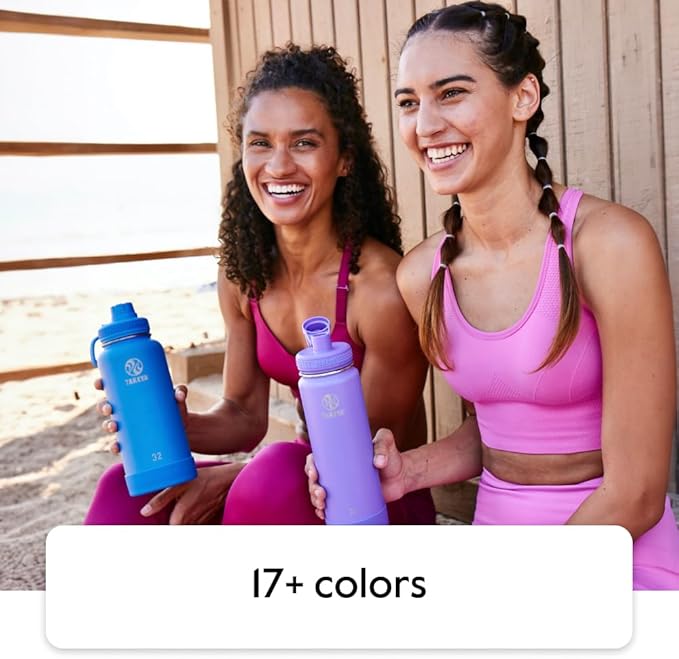 Takeya Actives Stainless Steel Water Bottle, Insulated Spout Lid, Keeps Drinks Cold 24 Hrs, Leakproof, Durable, Dishwasher Safe, Ideal for Gym, Travel, Fits Most Cup Holders, 22 oz/Lilac