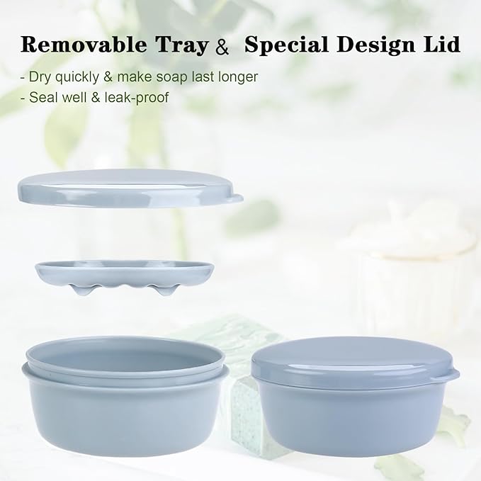 Travel Soap Case, Travel Soap Container, Bar Soap Case, Shampoo Bar Holder with Lid for Camp Gym Hiking, Soap Box for Keep Toiletries Organized(4Pack)