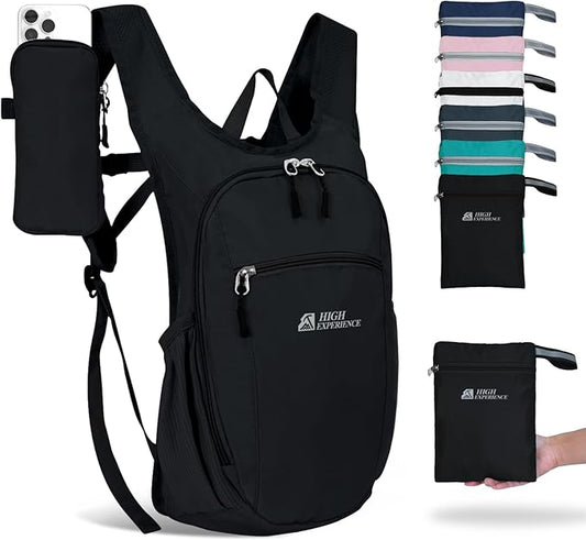 Hiking Backpack 10L/15L Small Daypack Lightweight Packable Travel Foldable Water Resistan for Women Men (Black, 10L)