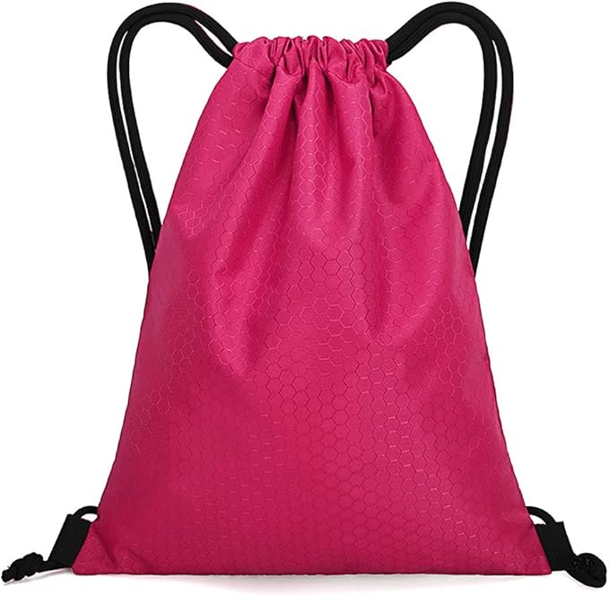 Drawstring Backpack Bag, Waterproof Draw String Back Sack with Zip Pocket, Gym Drawstring Bags Swim Bag for Men Women