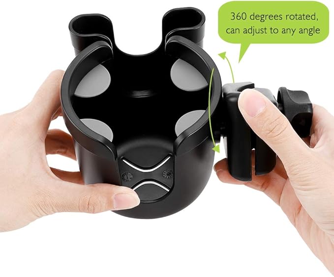 Accmor Stroller Cup Holder with Phone Holder, Bike Cup Holder, Universal Cup Holder for Uppababy Nuna Doona Strollers, 2-in-1 Cup Holder for Walker, Wheelchair, Scooter