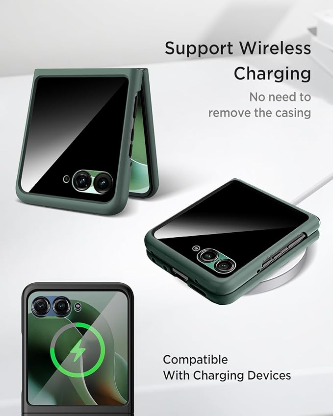 Miimall Magnetic for Motorola Razr Ultra 2026 Case with Privacy Screen Protector,Moto Razr 2026 Case [Compatible with MagSafe][Military Grade Shockproof]Rugged Hard PC Grip Protective Thin Cover,Green