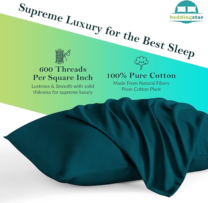 Travel Pillow Case 12x16 Set of 2 Zipper Closure Toddler Pillowcase 600 Thread Count 100% Egyptian Cotton Soft & Skin Friendly Travel Pillow Covers 12x16 Inches, Teal