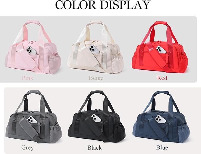 Bucosd Small Gym Bag for Women, Mini Crossbody Gym Duffle Bag with Wet Compartment, Carry on Gym Tote Bag for Workout Dance Sport Travel (Medium-Pink)