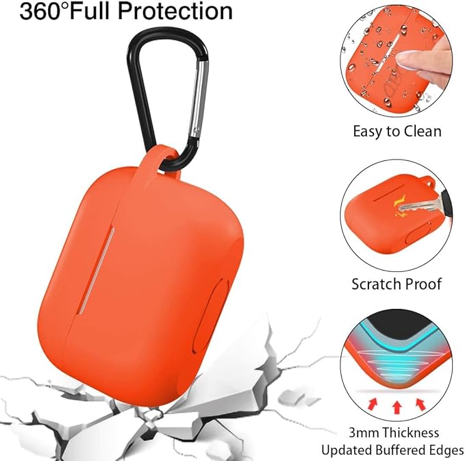 Lerobo Compatible with AirPods Pro 2 Case Cover,Soft Silicone Protective Cases Cover Skin Designed for Apple AirPod Pro Charging Case, Women Men, with Keychain Front LED Visible,Orange
