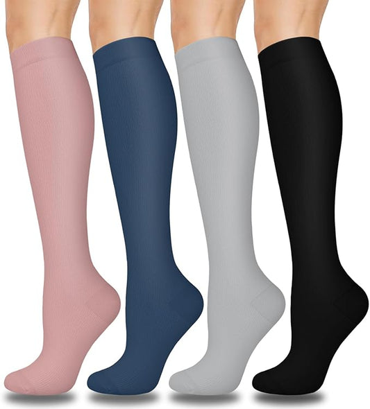 Aoliks Compression Socks for Women & Men 4 Pairs, Best Support for Nurses Running Travel