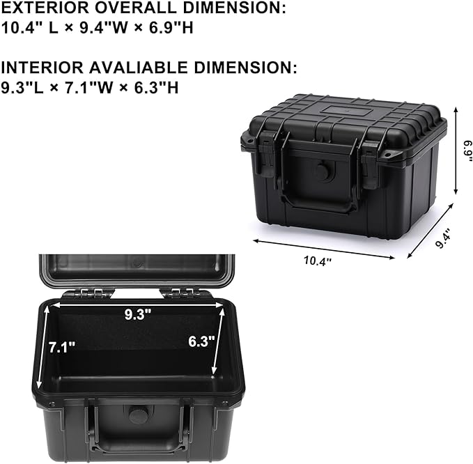 Mayouko Portable Tool Box with Shock- Proof Sponge, Water Proof Grade IP67, Waterproof Hard Case with Foam Insert, Handheld Gimbal Explosion-Proof Box, Waterproof Hard Case, 10.6 x 9.7 x 6.9 inch