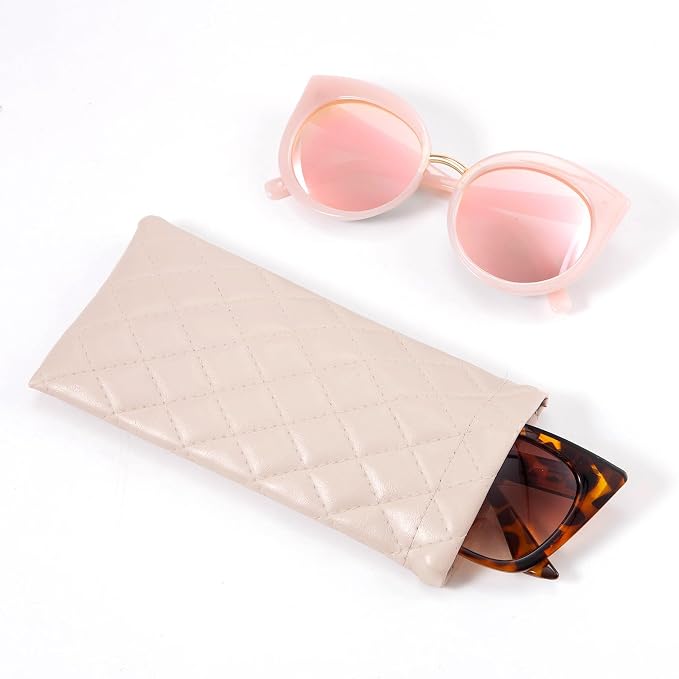 TRIUMPH VISION Squeeze Leather Sunglasses Pouch - 3 Pack Glasses Case Soft Eyeglass Sleeve Pouch Holder