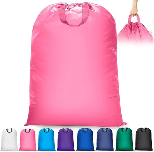 Isink Extra Large Heavy Duty Laundry Bag - 28" x 40", Travel Laundry Bag for Dirty Clothes (Pink)