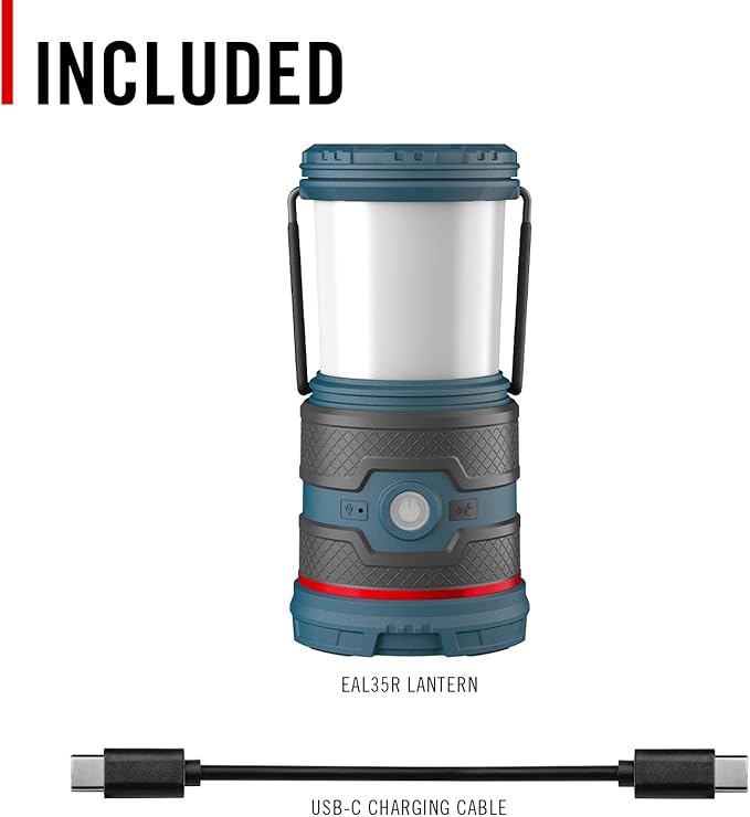 Coast EAL35R 1000 Lumen Voice-Controlled LED Emergency & Camping Area Lantern with Warm, Cool White, Day, Red & Red Flashing Mode, Power Bank Functionality - Forest