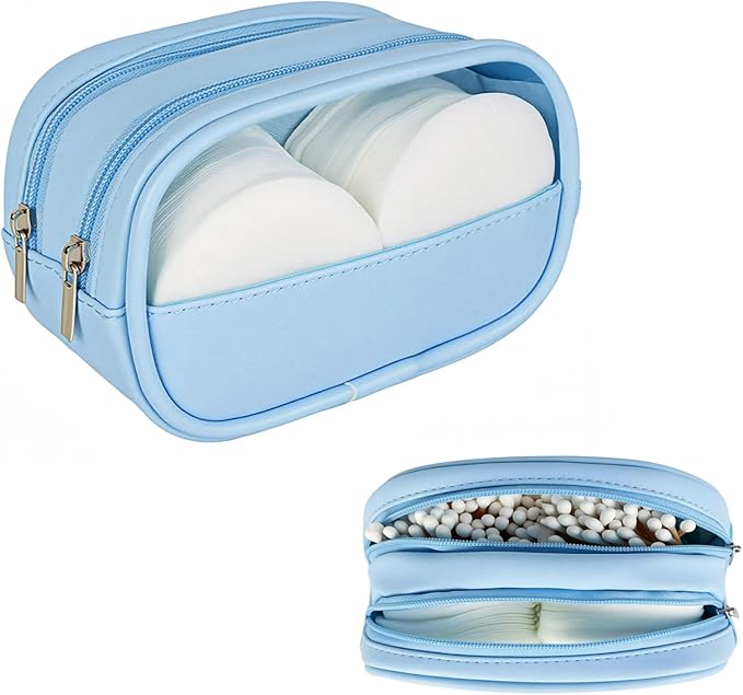 Portable Cotton Round Swab Organizer Case,2 in 1 Travel Cotton Pad Qtip Holder,Portable Storage Case for Floss Picks,Hair Tie Organizer,Bathroom Storage Organizer Qtip Dispenser Swabs Dispenser