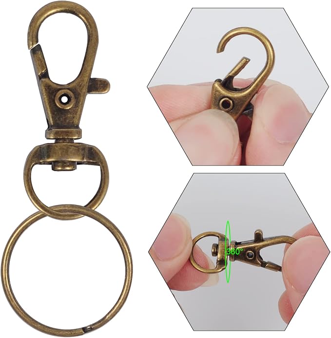 HXSEMAYIG 100PCS Keychain Hooks with Key Rings.. Metal Swivel Lobster Claw Clasps, for Keychain Clip Lanyard, Jewelry Making, Crafts